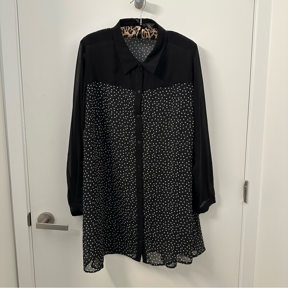 Evans Long Sleeve Color-block Button Down Tunic